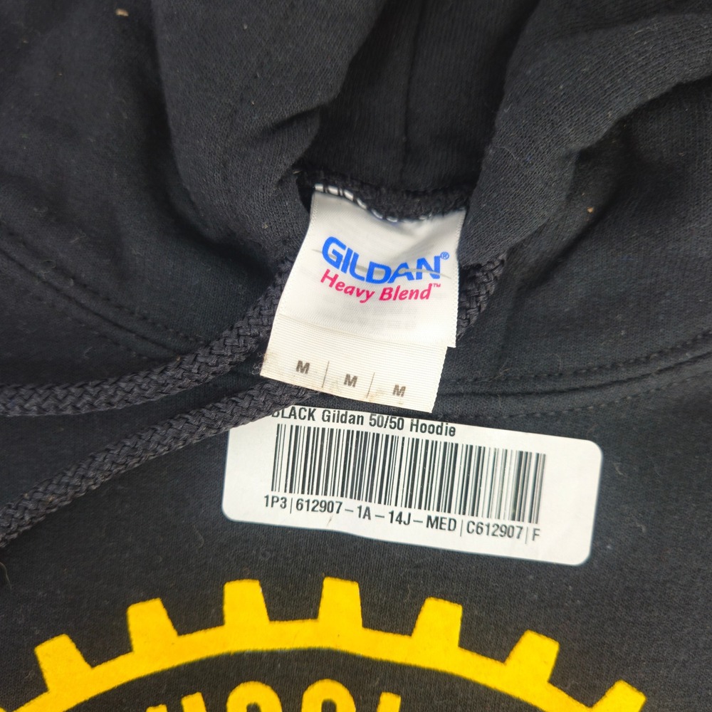 MacGyver School of Engineering Improvise/ Die Black Gildan Hoodie Sweatshirt Med - Picture 2 of 6